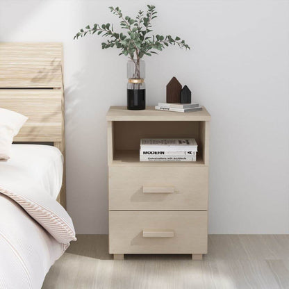 vidaXL Nightstand Storage Bedside Cabinet Nightstand with 2 Drawers Pine Wood - Loft&Timber