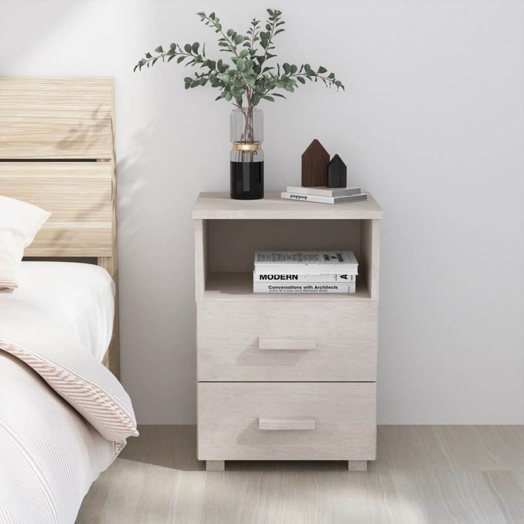 vidaXL Nightstand Storage Bedside Cabinet Nightstand with 2 Drawers Pine Wood - Loft&Timber