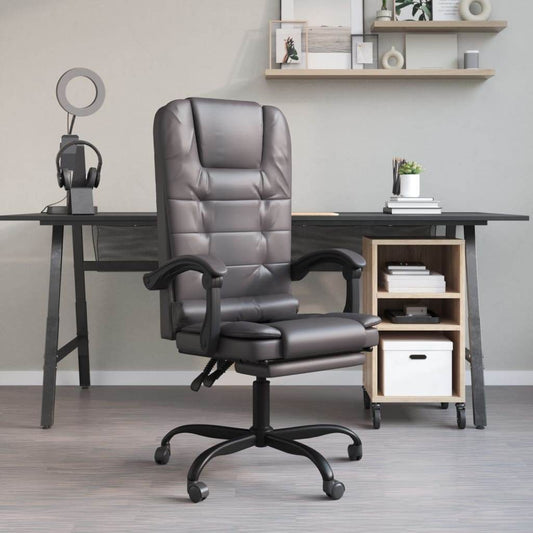 vidaXL Massage Chair Desk Office Chair with Adjustable Footrest Faux Leather - Loft&Timber