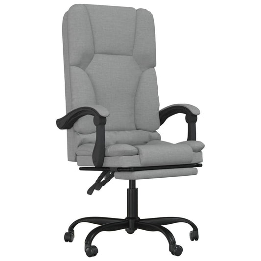 vidaXL Massage Chair Swivel Desk Office Chair with Adjustable Footrest Fabric - Loft&Timber