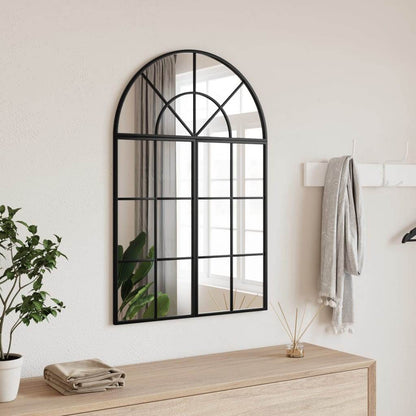 vidaXL Wall Mirror Decorative Wall Mounted Mirror for Bathroom Black Arch Iron - Loft&Timber