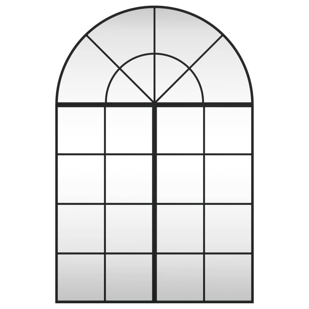 vidaXL Wall Mirror Decorative Wall Mounted Mirror for Bathroom Black Arch Iron - Loft&Timber