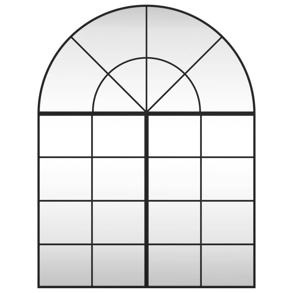 vidaXL Wall Mirror Decorative Wall Mounted Mirror for Bathroom Black Arch Iron - Loft&Timber