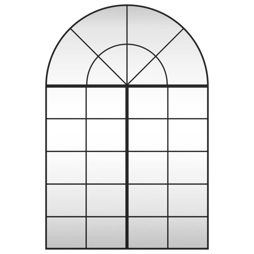 vidaXL Wall Mirror Decorative Wall Mounted Mirror for Bathroom Black Arch Iron - Loft&Timber