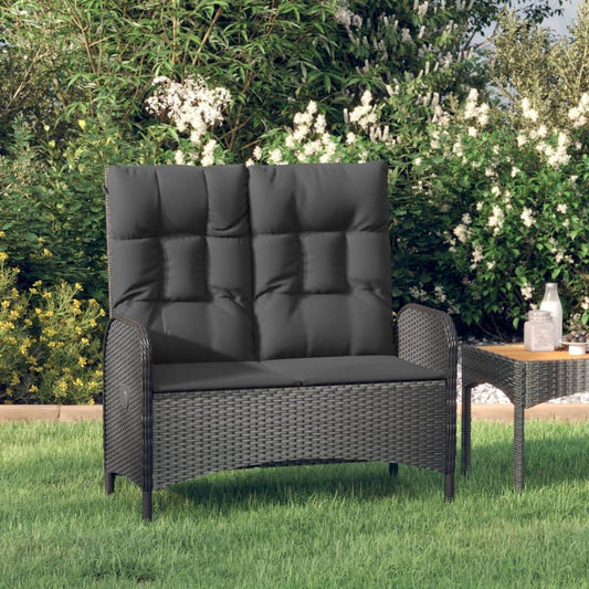 vidaXL Patio Bench Outdoor Reclining Dining Bench with Cushions Poly Rattan - Loft&Timber