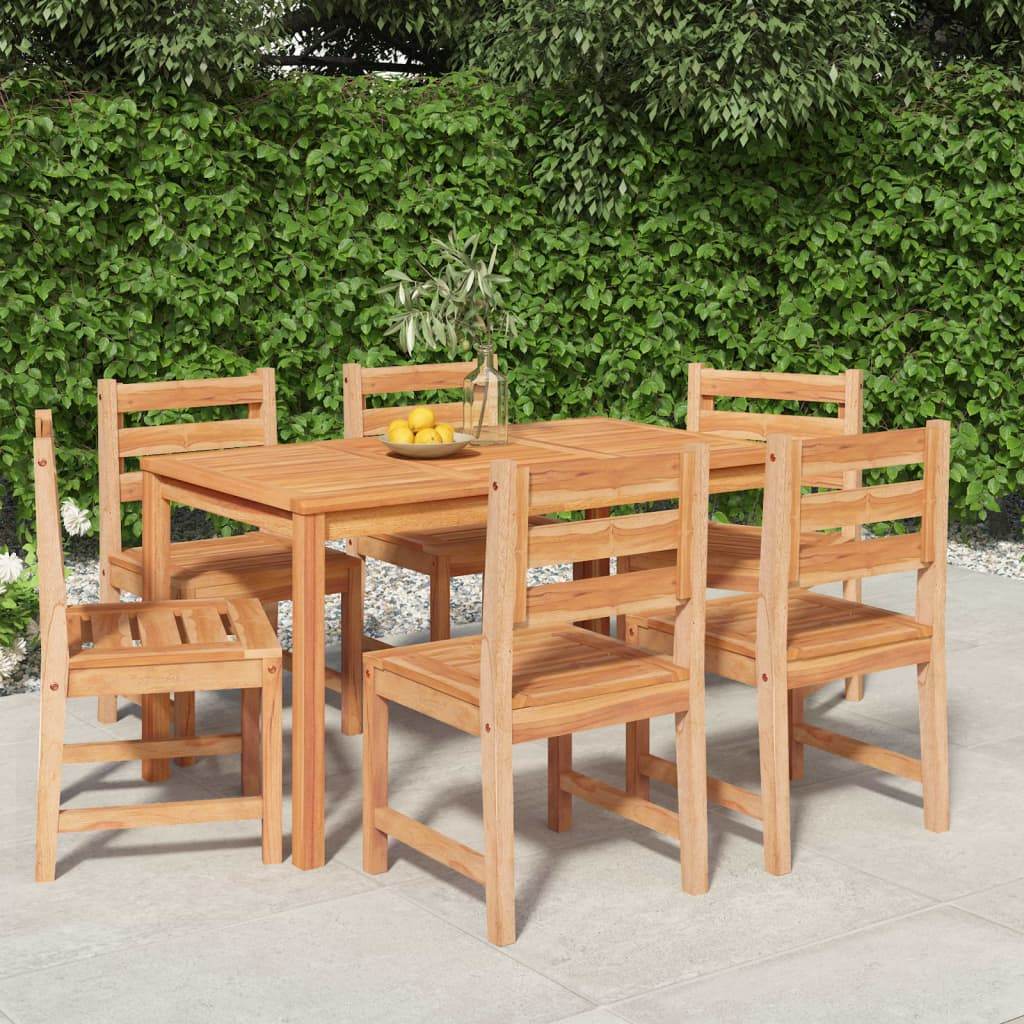 VidaXL 7 Piece Patio Dining Set Solid Wood Teak - Loft&Timber