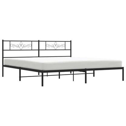 vidaXL Metal Bed Frame with Headboard Black 76"x79.9" King - Loft&Timber