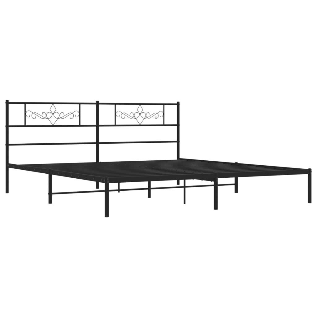 vidaXL Metal Bed Frame with Headboard Black 76"x79.9" King - Loft&Timber