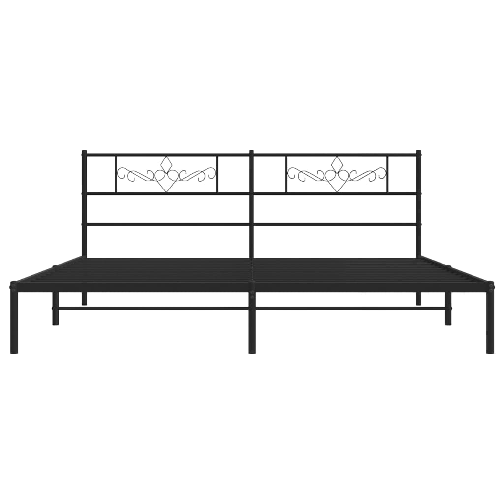 vidaXL Metal Bed Frame with Headboard Black 76"x79.9" King - Loft&Timber