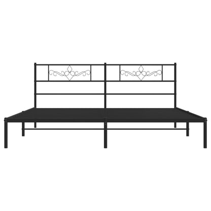 vidaXL Metal Bed Frame with Headboard Black 76"x79.9" King - Loft&Timber
