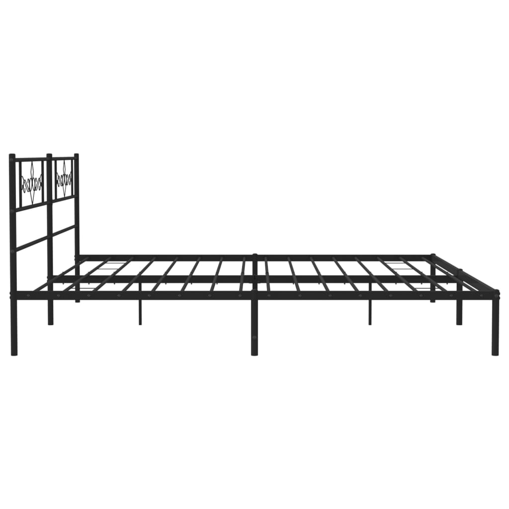 vidaXL Metal Bed Frame with Headboard Black 76"x79.9" King - Loft&Timber