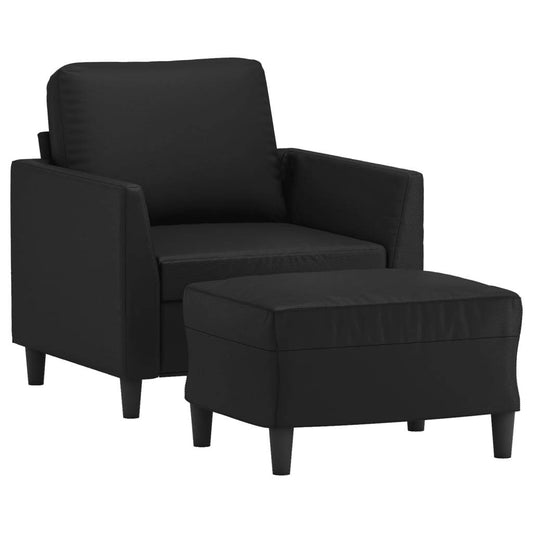 vidaXL Sofa Chair Accent Single Sofa Armchair with Footstool Faux Leather - Loft&Timber