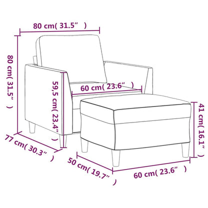 vidaXL Sofa Chair Accent Single Sofa Armchair with Footstool Faux Leather - Loft&Timber