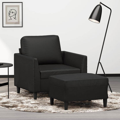vidaXL Sofa Chair Accent Single Sofa Armchair with Footstool Faux Leather - Loft&Timber