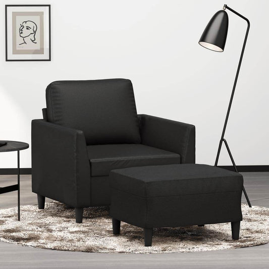 vidaXL Sofa Chair Accent Single Sofa Armchair with Footstool Faux Leather - Loft&Timber