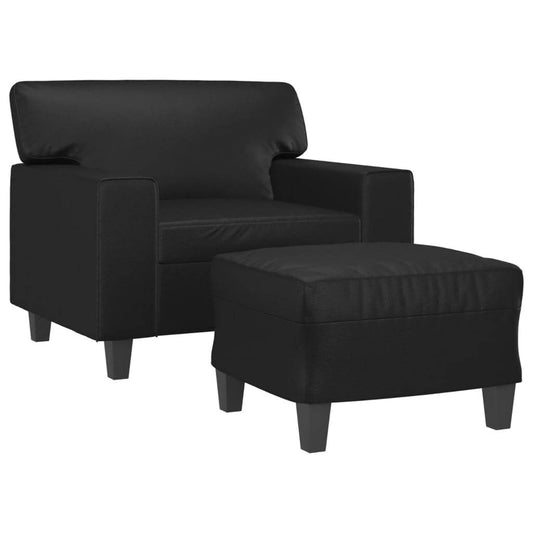 vidaXL Sofa Chair Accent Single Sofa Armchair with Footstool Faux Leather - Loft&Timber