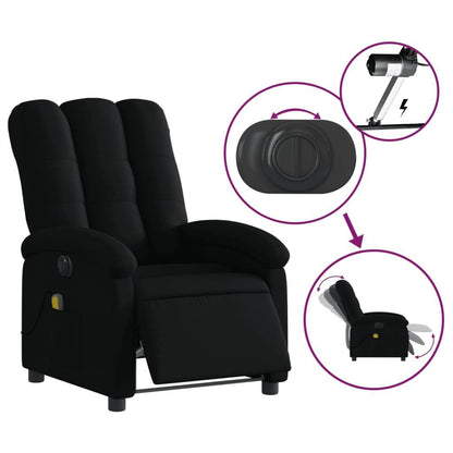 vidaXL Electric Massage Recliner Chair Black Fabric - Loft&Timber