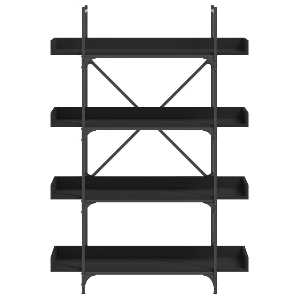 vidaXL Bookcase 4-Tier Black 39.4"x13"x57.3" Engineered Wood - Loft&Timber