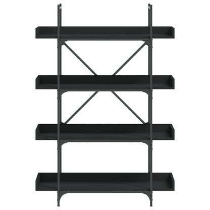 vidaXL Bookcase 4-Tier Black 39.4"x13"x57.3" Engineered Wood - Loft&Timber