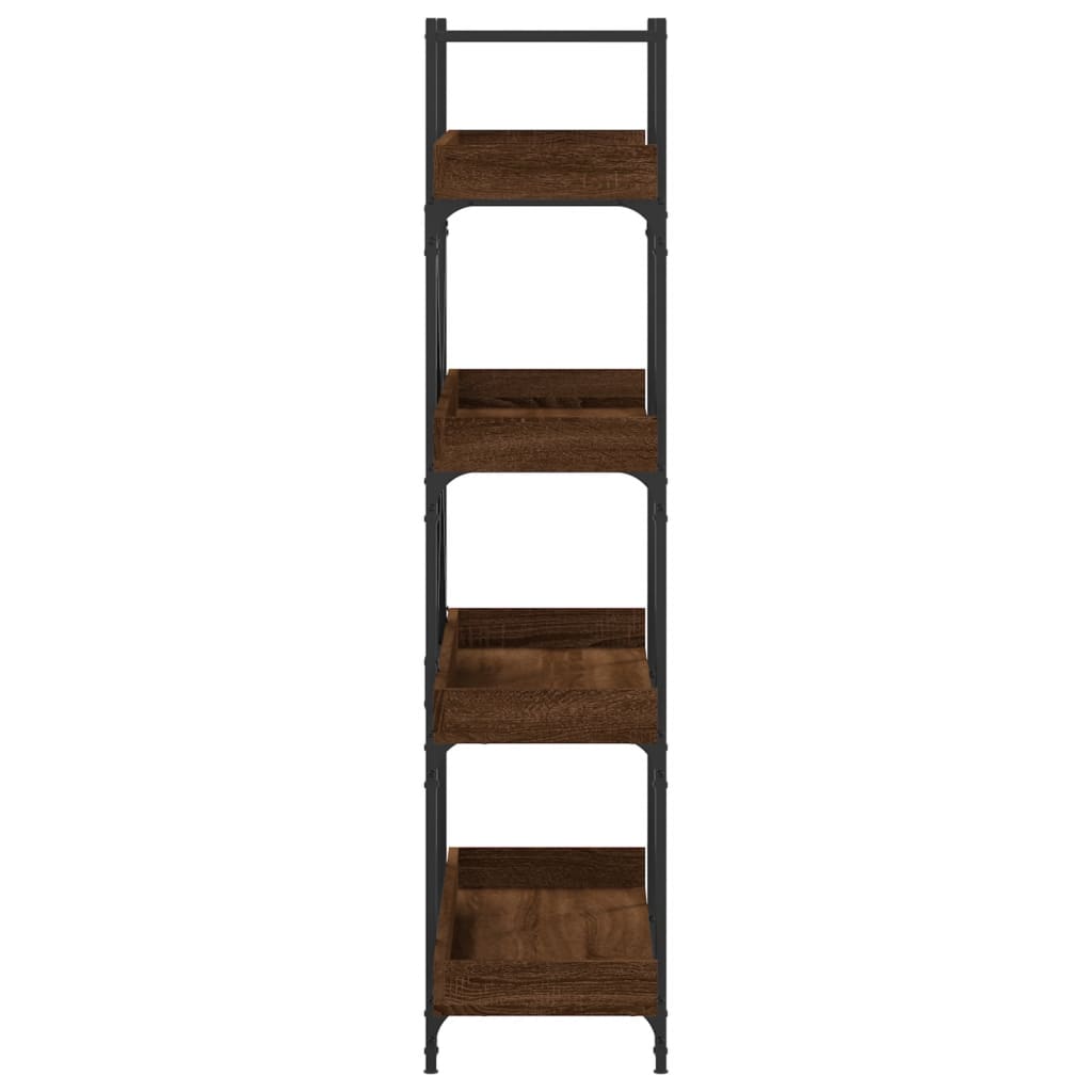 vidaXL Bookcase 4-Tier Brown Oak 39.4"x13"x57.3" Engineered Wood - Loft&Timber