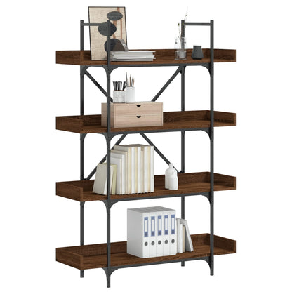 vidaXL Bookcase 4-Tier Brown Oak 39.4"x13"x57.3" Engineered Wood - Loft&Timber