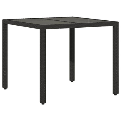 vidaXL Patio Table with Glass Top Outdoor Furniture Dining Table Poly Rattan - Loft&Timber
