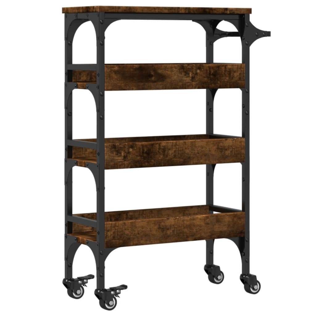 vidaXL Kitchen Trolley Storage Serving Rolling Cart on Wheels Engineered Wood - Loft&Timber