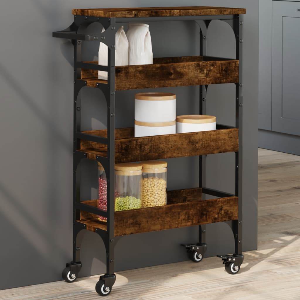 vidaXL Kitchen Trolley Storage Serving Rolling Cart on Wheels Engineered Wood - Loft&Timber