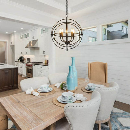 20 Inch 5 Lights Metal Chandelier with Pivoting Interlocking Rings - Loft&Timber