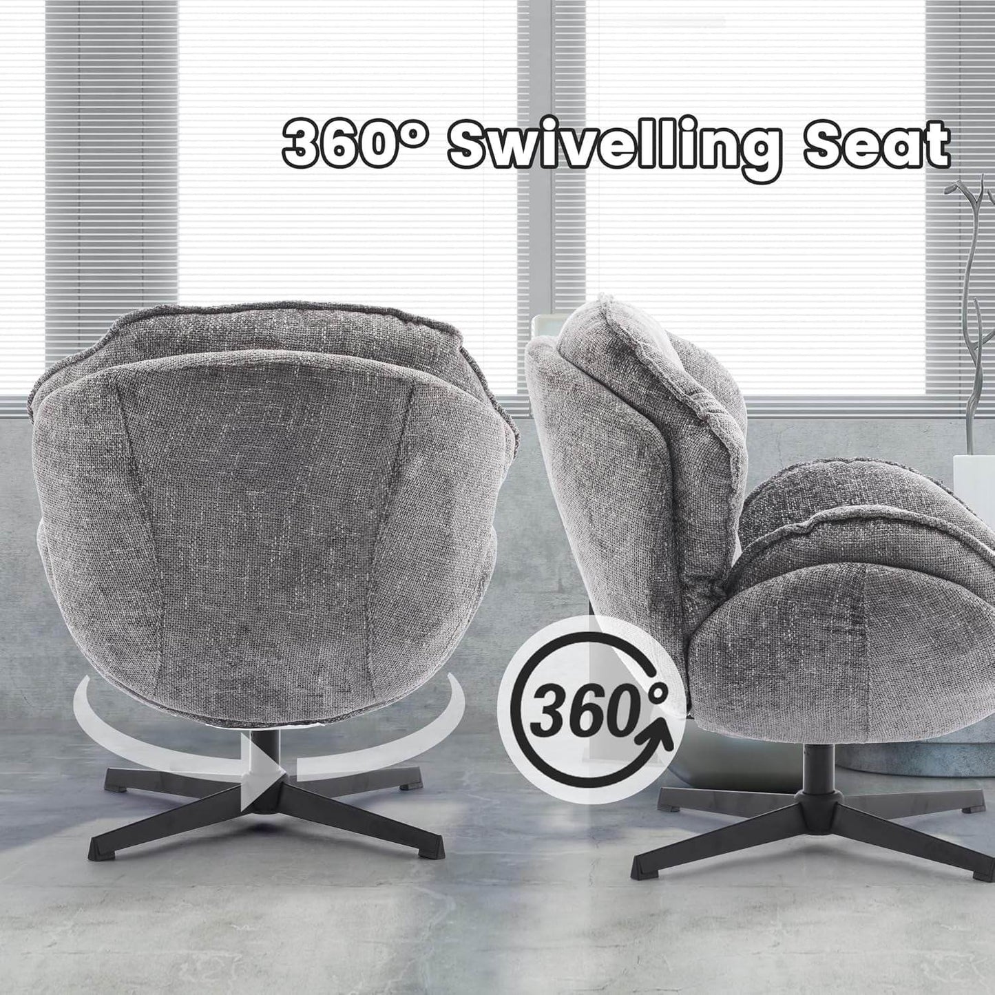 Gray Swivel Upholstered Accent Chair With Metal Legs - Loft&Timber