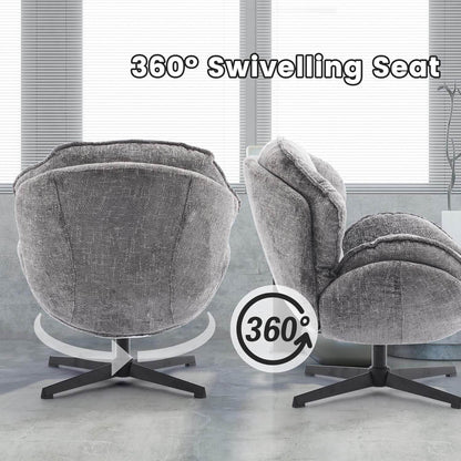 Gray Swivel Upholstered Accent Chair With Metal Legs - Loft&Timber