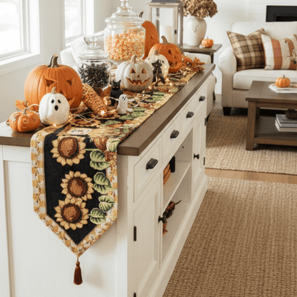 Tache Sunflower Field Scarecrow Autumn Harvest Woven Tapestry Table Runners - Loft&Timber