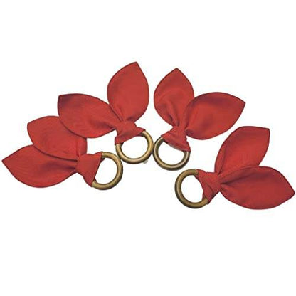 Maison Charlo | Set of 4 Red Bunny Ears Napkin Rings | Easter Decorations for Table - Loft&Timber