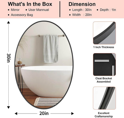 Oval Mirror 20X30 Black - Loft&Timber