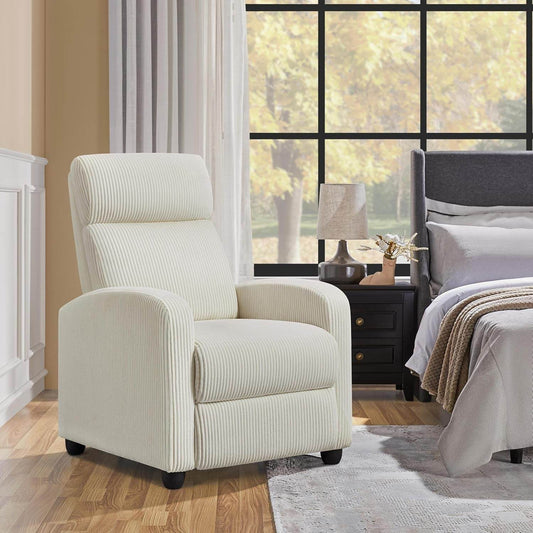 Corduroy Recliner Chair in Beige - Loft&Timber