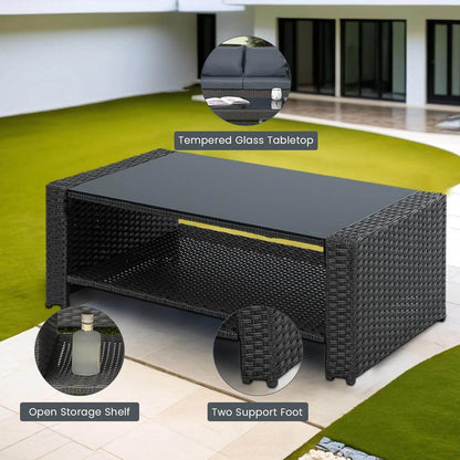 Outdoor Wicker Patio Furniture Set with Cushions and Table - Loft&Timber