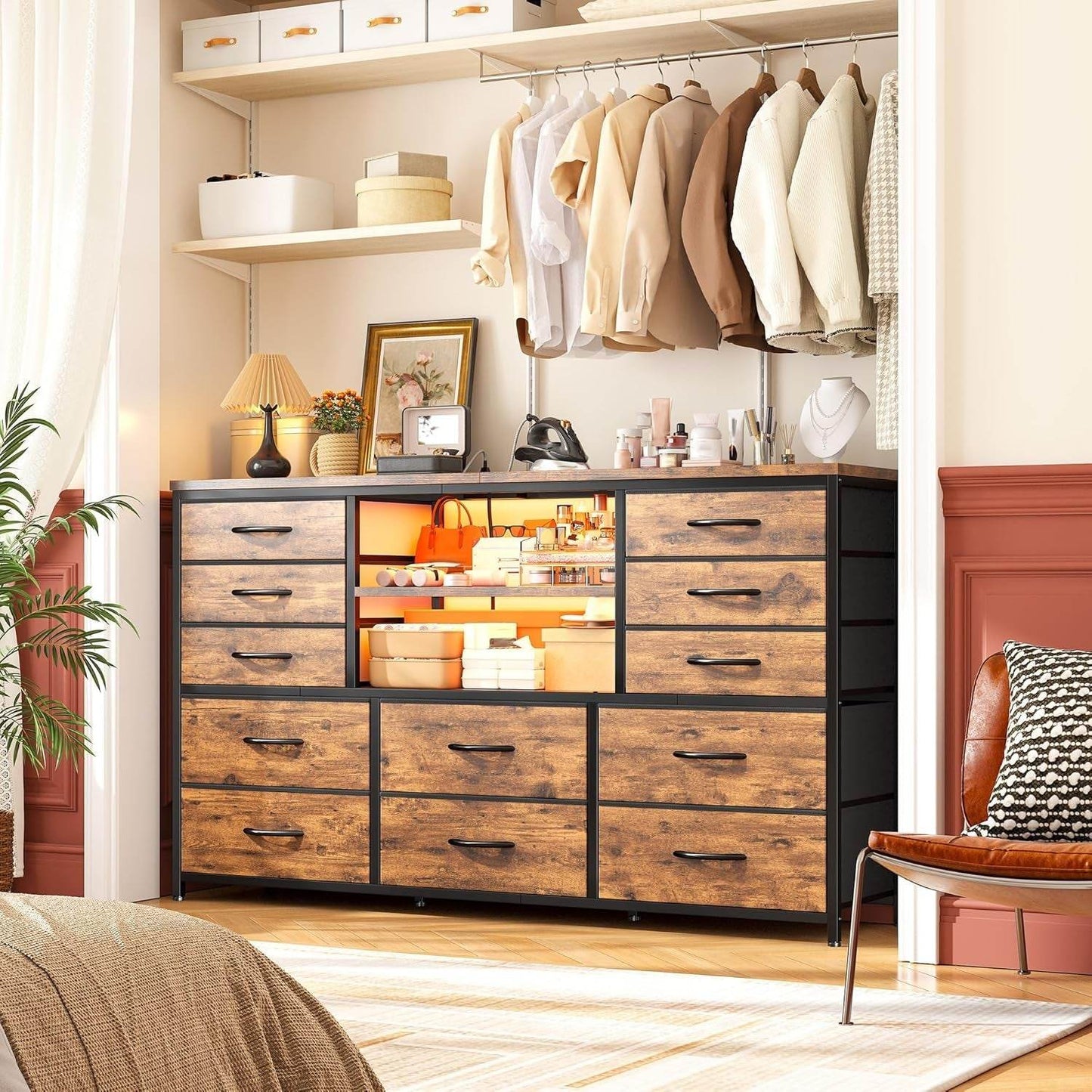 Dresser with LED Lights & Power Outlets - Loft&Timber