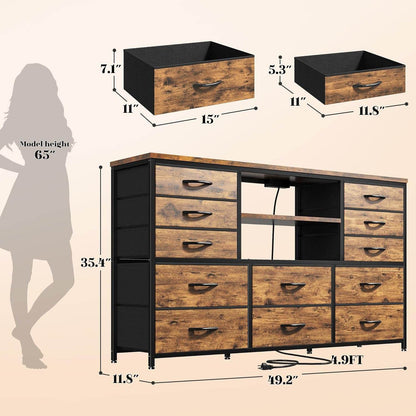 Dresser with LED Lights & Power Outlets - Loft&Timber