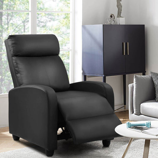 Recliner Chair, Home Theater Seating, Black, Padded Cushion - Loft&Timber
