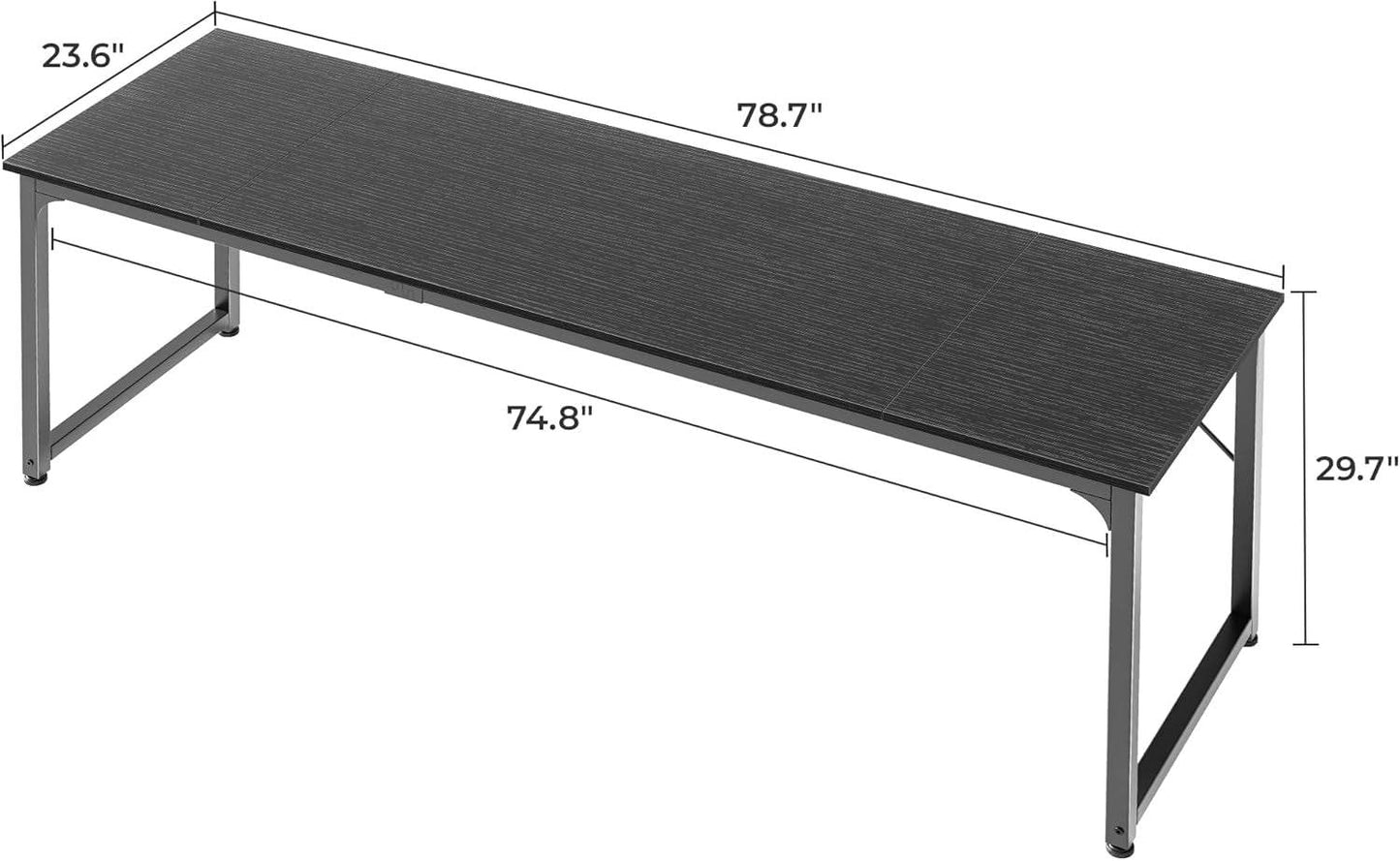 Computer Desk, 80 Inch Office Desk in Black - Loft&Timber