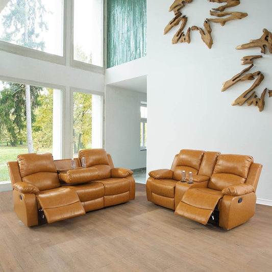 Alpine Living Room Recliner Set Include Love Seat, Sofa, 2-Piece,Ginger - Loft&Timber