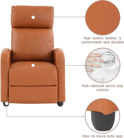 Recliner Chair for Living Room Reading Chair Home Theater Seating Reclining Chair Recliner Sofa Winback Chair Single Sofa Modern Easy Lounge with PU Leather Padded Seat Backrest - Loft&Timber