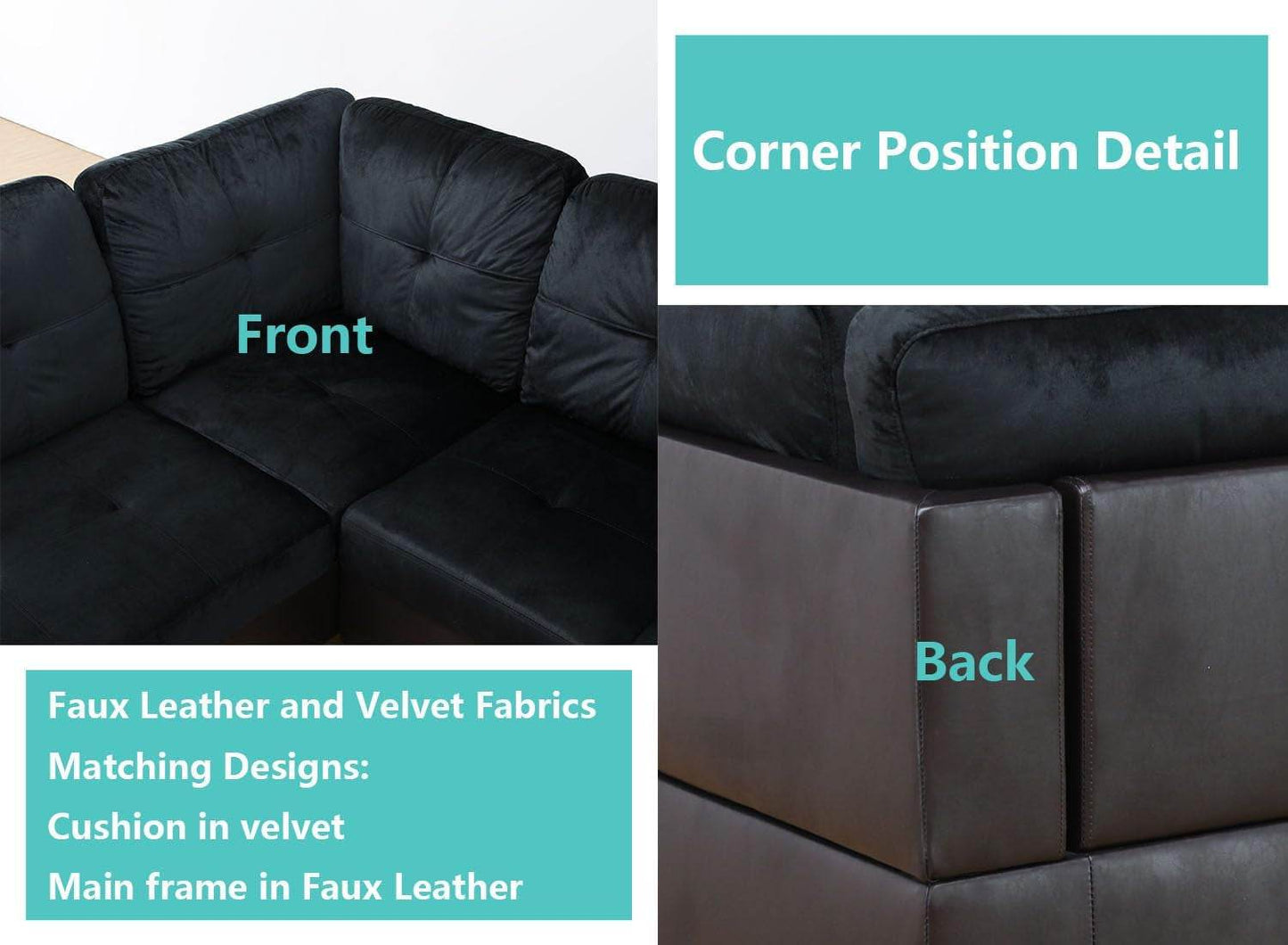 Midnight Blue Sectional Couch for Living Room Set, 105 Inch Sectional Sofa - Loft&Timber