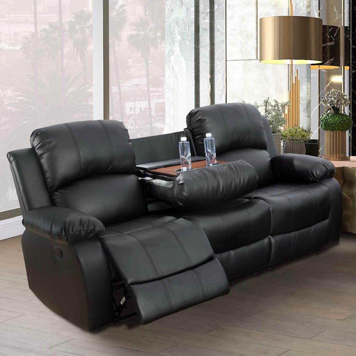 Alpine Living Room Recliner Set Include Love Seat, Sofa, 2-Piece,Black - Loft&Timber