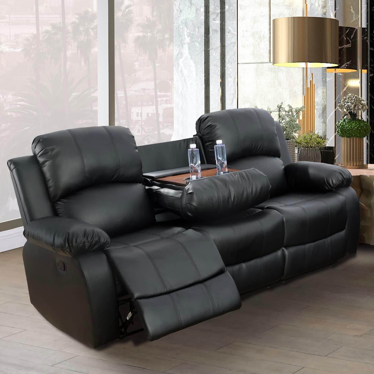 Alpine Living Room Recliner Set Include Love Seat, Sofa, 2-Piece,Black - Loft&Timber