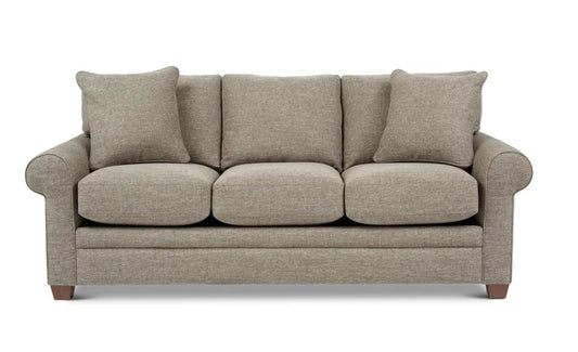 Sumptuously Upholstered Sofa Rolled Arms And Wood Legs-1