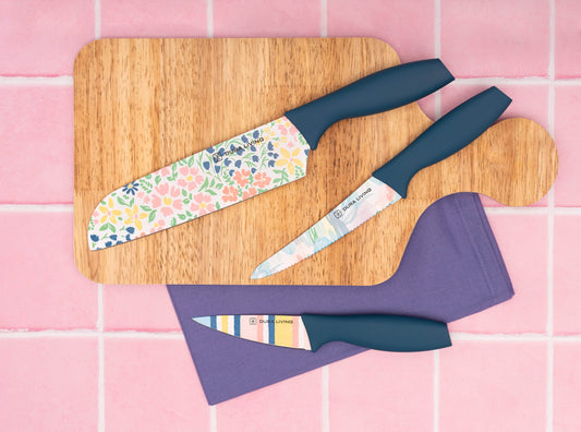 3-Piece Printed Kitchen Knife Set-Floral - Loft&Timber