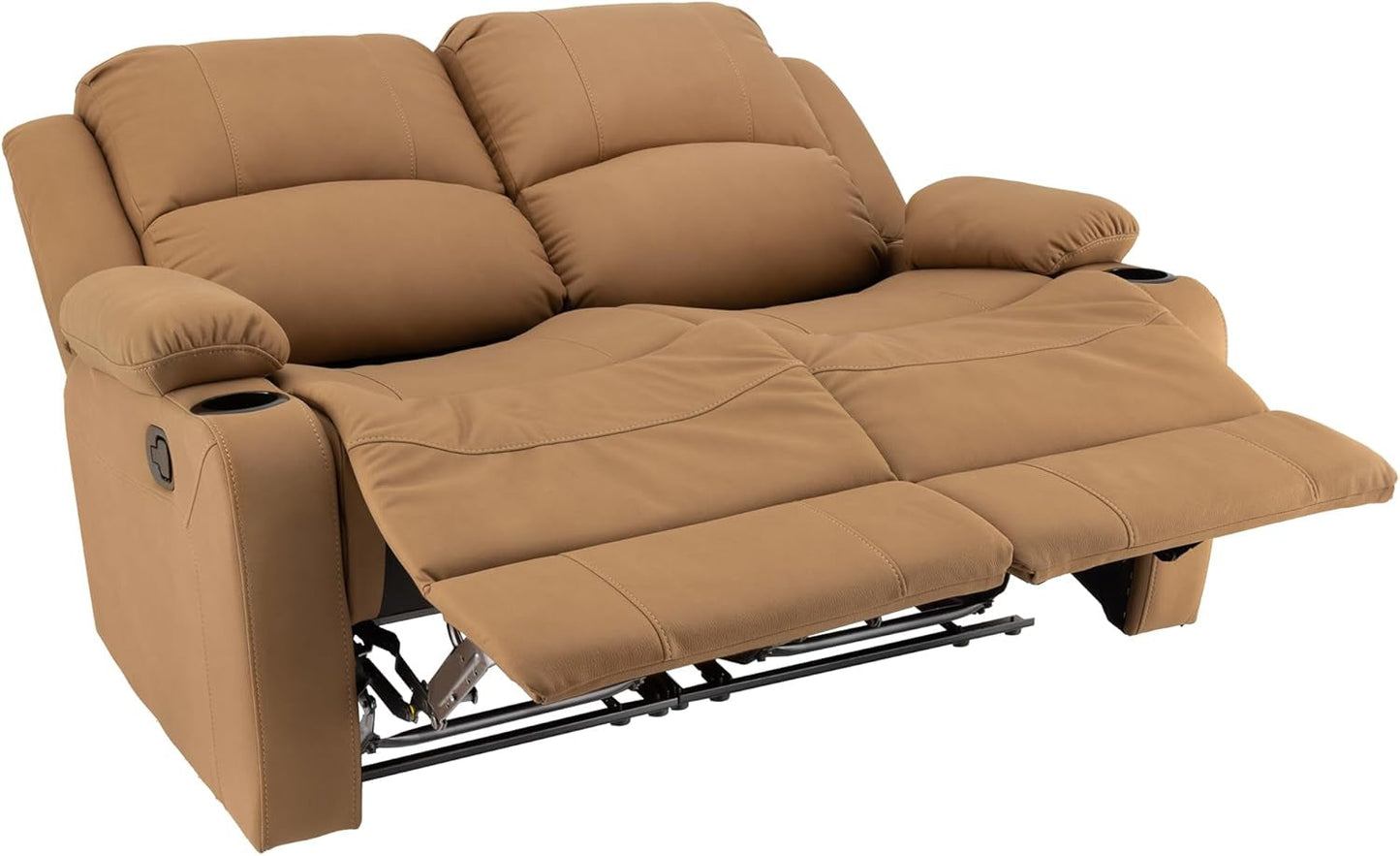 58" Wall Hugger Reclining RV Theater Seats | Double Recliner RV Sofa | RV Couch | Wall Hugger Recliner | RV Theater Seating | RV Furniture (Manual, Sand) - Loft&Timber