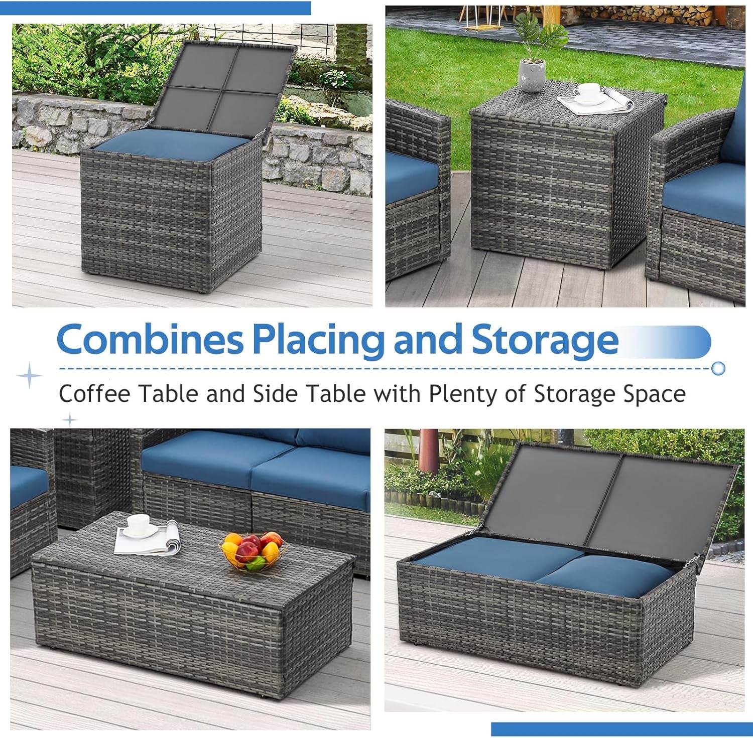 Seven Piece Outdoor Patio Furniture Set with Storage - Loft&Timber