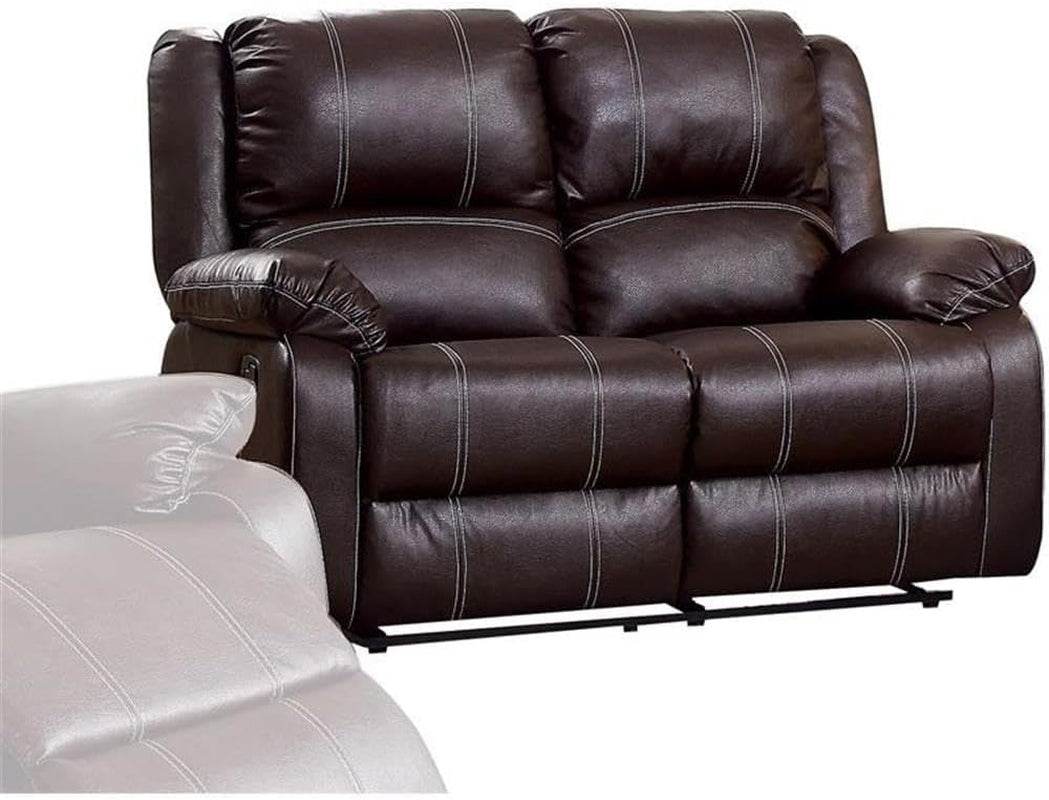 Brown Faux Leather Recliner Loveseat - Loft&Timber